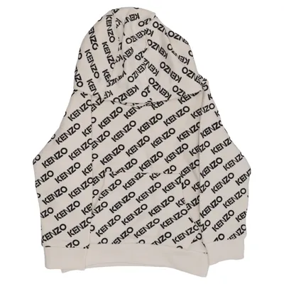 Hoodie (White, Black) from Kenzo Kids Cotton, Elastane