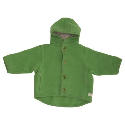 Jacke (Grün) von Disana Merinowolle, Wolle, Bio-Baumwolle