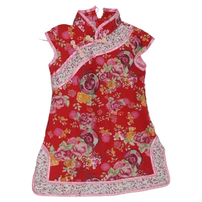 Cheongsam (Red, Multicolored) from Eastern Collection