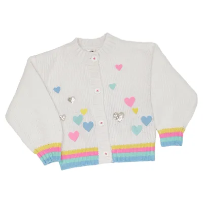 Cardigan (White, Multicolored) from Billieblush Acrylic, Polyester