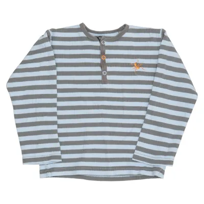 Henley shirt (Blauw, Grijs) van Fixoni Katoen