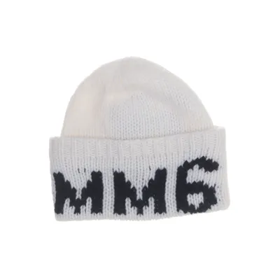 Beanie (Wit, Zwart) van MM6 by Maison Margiela Nylon, Wol