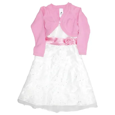 Robe de fille de fleur (Blanc, Rose) de Palomina Polyester