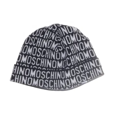 Beanie (Zwart, Wit) van Moschino Angora, Konijnenbont, Kasjmier, Nylon, Wol