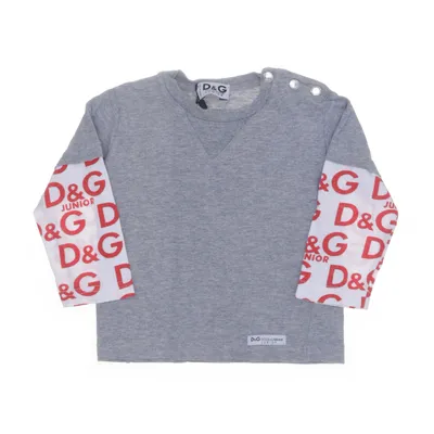T-shirt à manches longues (Gris, Rouge, Blanc) de Dolce & Gabbana Junior Coton
