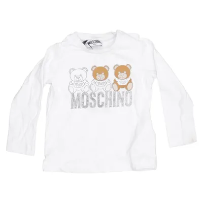 Langærmet t-shirt (Hvid) fra Moschino Baby Bomuld, Elastan