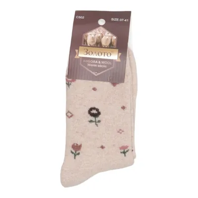 Socks (Beige, Multicolored) from Золото Angora, Wool