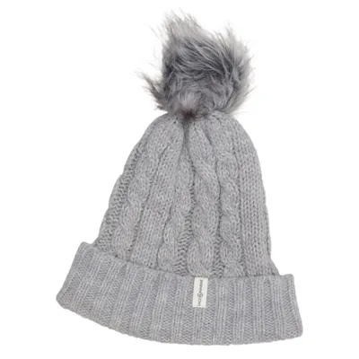 Pompon muts (Grijs) van Race Marine Acryl, Imitatiebont
