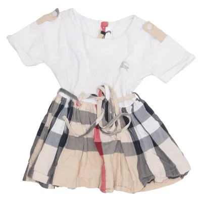 Klänning (Beige, Vit, Flerfärgad) från Burberry Children Bomull, Elastan