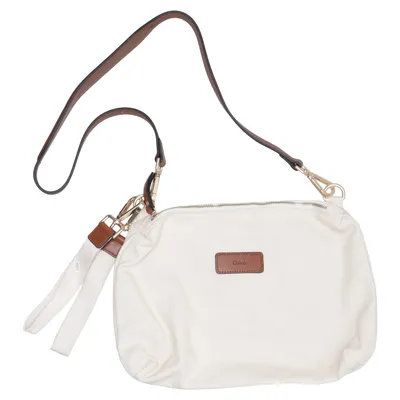 Sac à bandoulière (Blanc, Marron) de Chloé Coton, Cuir