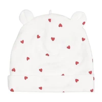 Beaniehue (Hvid, Rød) fra Lindex Newborn Bomuld, Elastan