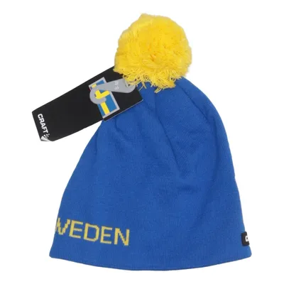 Bobble hat (Blue, Yellow) from Craft Acrylic, Polyester, Wool