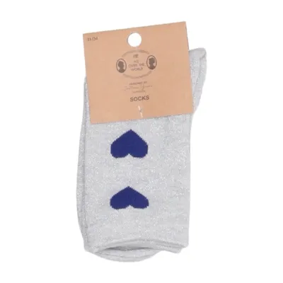 Socks (Silver, Blue) from Søstrene Grene Elastane, Metallic fiber, Polyester