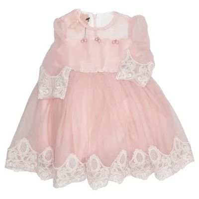 Robe de fille de fleur (Rose) de Arabella Coton, Polyester