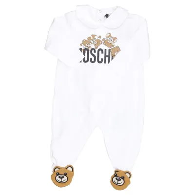 Rompers (White, Brown) from Moschino Baby Cotton, Elastane