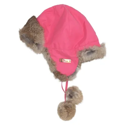 Trapperhat (Pink, Brun) fra Christian Dior Polyamid, Polyester, Kaninpels