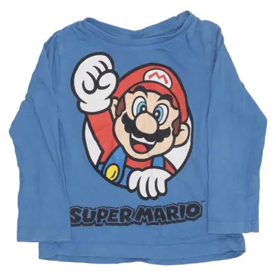 T-shirt à manches longues (Bleu, Multicolore) de Super Mario Coton