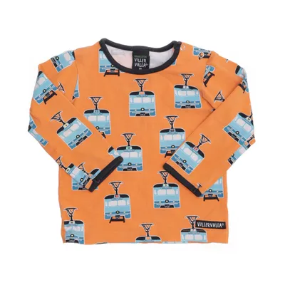 Långärmad t-shirt (Orange, Flerfärgad) från Villervalla Ekologisk bomull, Elastan