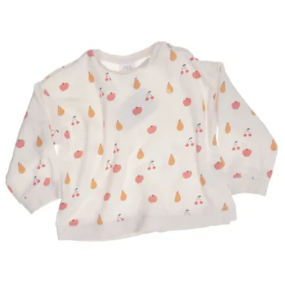Sweatshirt (White, Multicolored) from Zara Cotton, Elastane