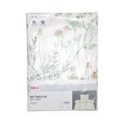 Bed set (White, Green, Yellow) from NKD Polyester