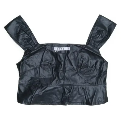 Crop top (PU Frilled Cropped Top) van NA-KD Polyurethaan