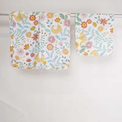 Bed set (White, Multicolored) from Deerberg Cotton