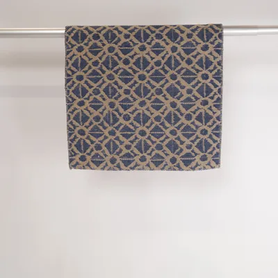 Fladvævet tæppe (Blå, Beige)