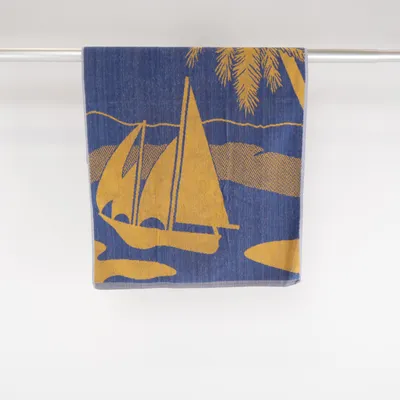 Badhanddoek (Blauw, Geel) van Sunset Katoen