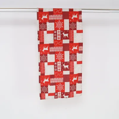 Löpare (Röd, Grå, Vit) från Bella Casa Bomull, Polyester