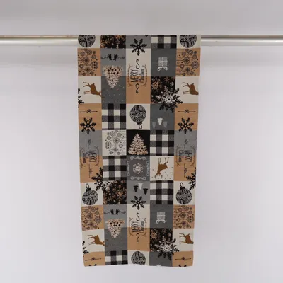 Table runner (Black, Beige, Gray) from Sander Cotton, Polyester