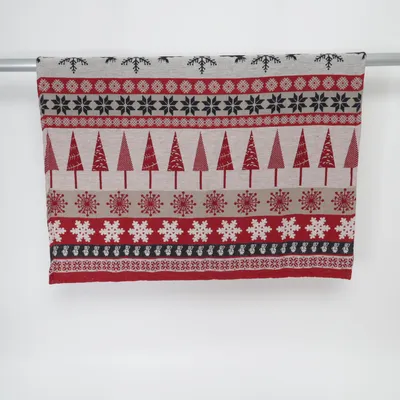 Blanket (Beige, Red, Black) Linen