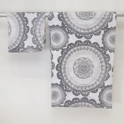 Parure de lit (Gris, Blanc)