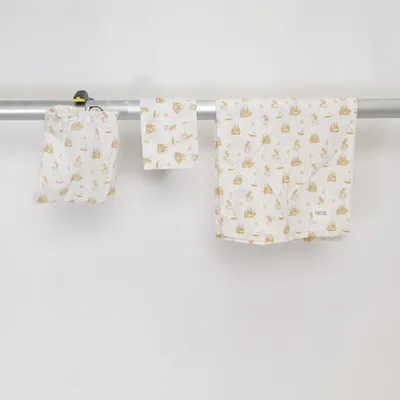 Parure de lit (Blanc, Jaune) de Minitude Coton