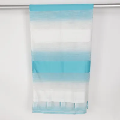 Gardin med rynkebånd (Blå, Hvid) Polyester