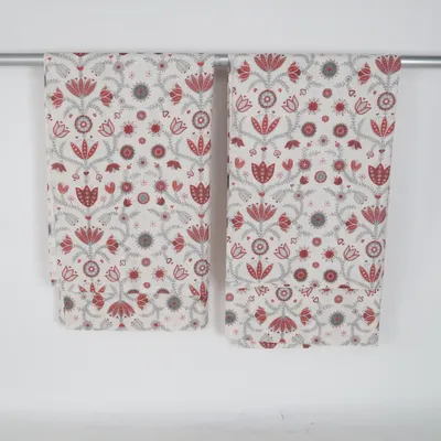 Kanallängd (Röd, Grå, Vit) Linne, Polyester