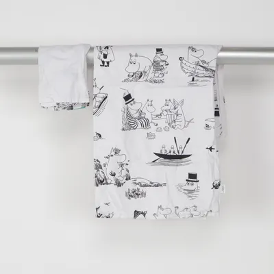 Bäddset (Vit, Svart) från Mumin Ekologisk bomull