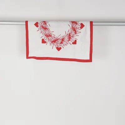 Tablecloth (White, Red) from Frösö Handtryck Cotton, Linen