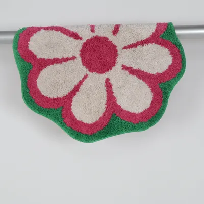 Kortluvet tæppe (Hvid, Pink, Grøn)