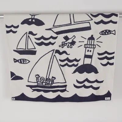 Blanket (White, Blue) from Klippan Cotton