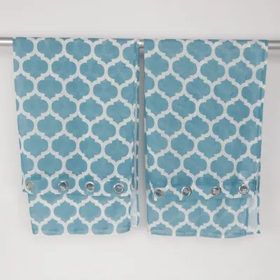 Ringgordijnen (Blauw, Wit) van Rusta Polyester