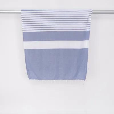 Handduk (Vit, Blå) från Sagaform Återvunnen bomull, Återvunnen polyester