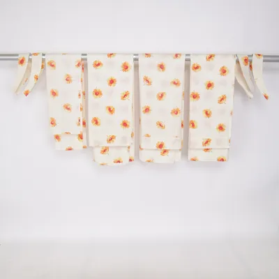 Gordijn aan roede (Beige, Oranje, Rood)