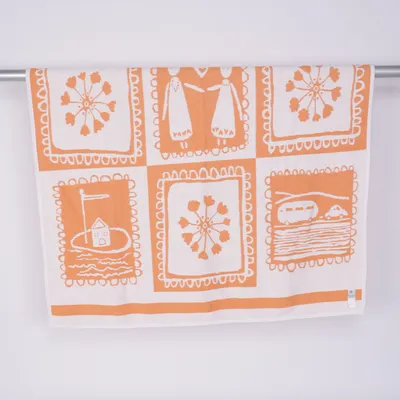 Filt (Orange, Vit) från Klippan Bomull