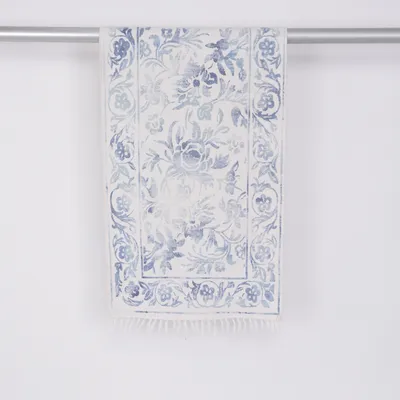 Woven rug (White, Blue)