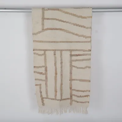 Fladvævet tæppe (Beige, Hvid) fra H&M Home Bomuld, Uld
