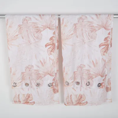 Øjenlågsgardin (Beige, Hvid) Polyester