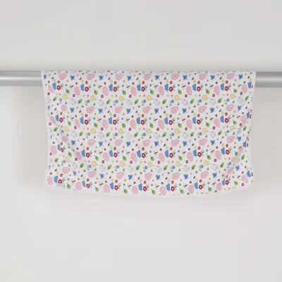 Baby blanket (White, Multicolored) Cotton