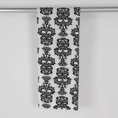 Rod pocket curtain (Black, White) Polyester, Viscose