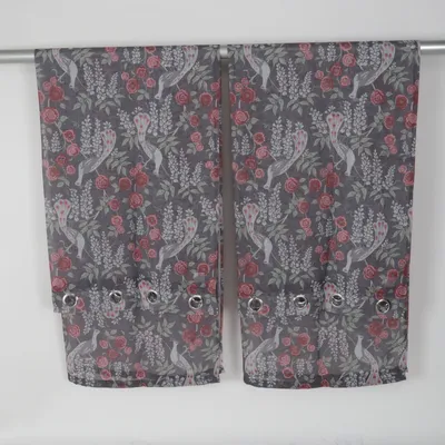 Öljettgardin (Grå, Röd, Vit) från Newport Polyester