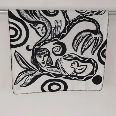 Decke (Schwarz, Weiß) von Kosta Linnewäfveri Polyester